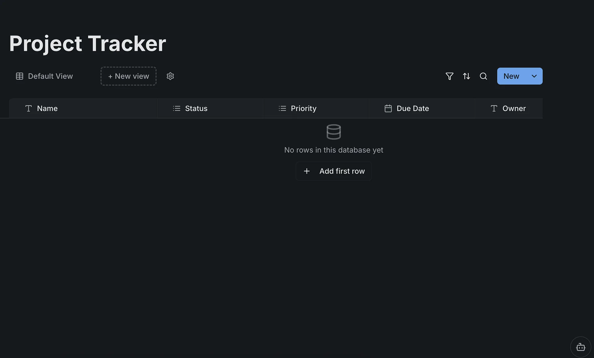 Screenshot: Database with multiple properties