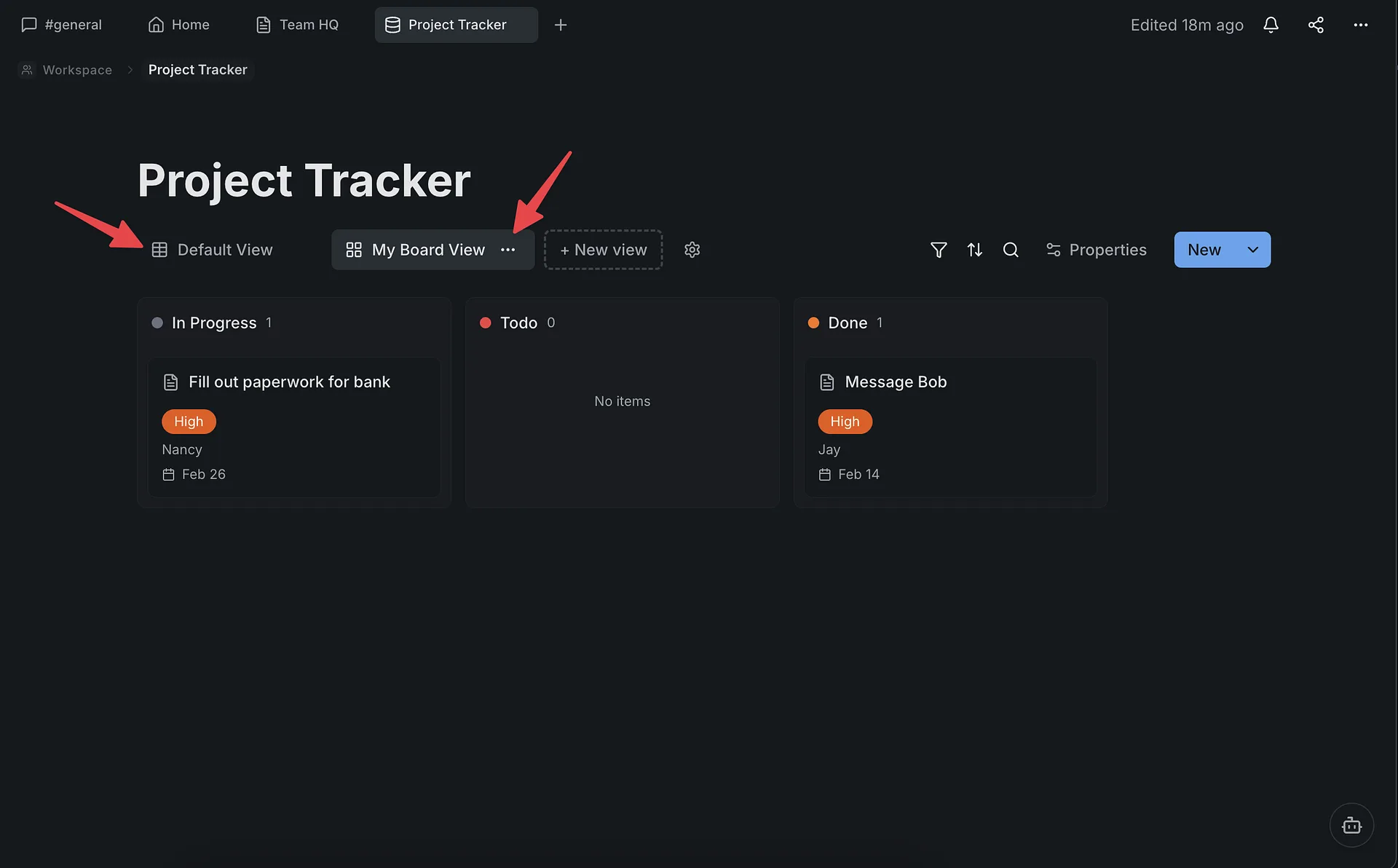 Screenshot: Completed project tracker