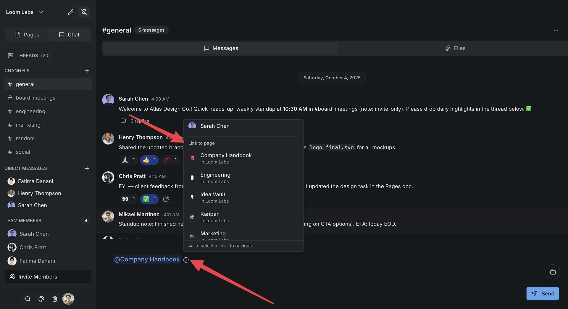 Screenshot: Link shared in chat